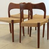 Set of 4 papercord dining chairs 'Logster' - Arne Hovmand Olsen