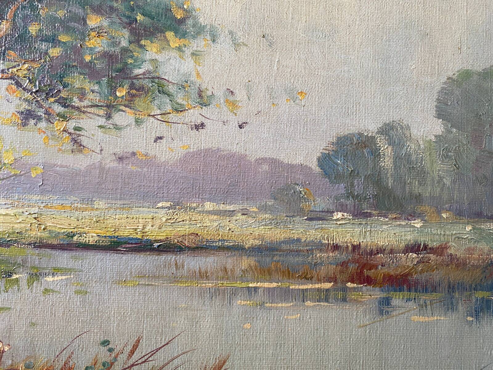 Hst painting "shepherd and sheep near the pond" signed a. disert impressionism