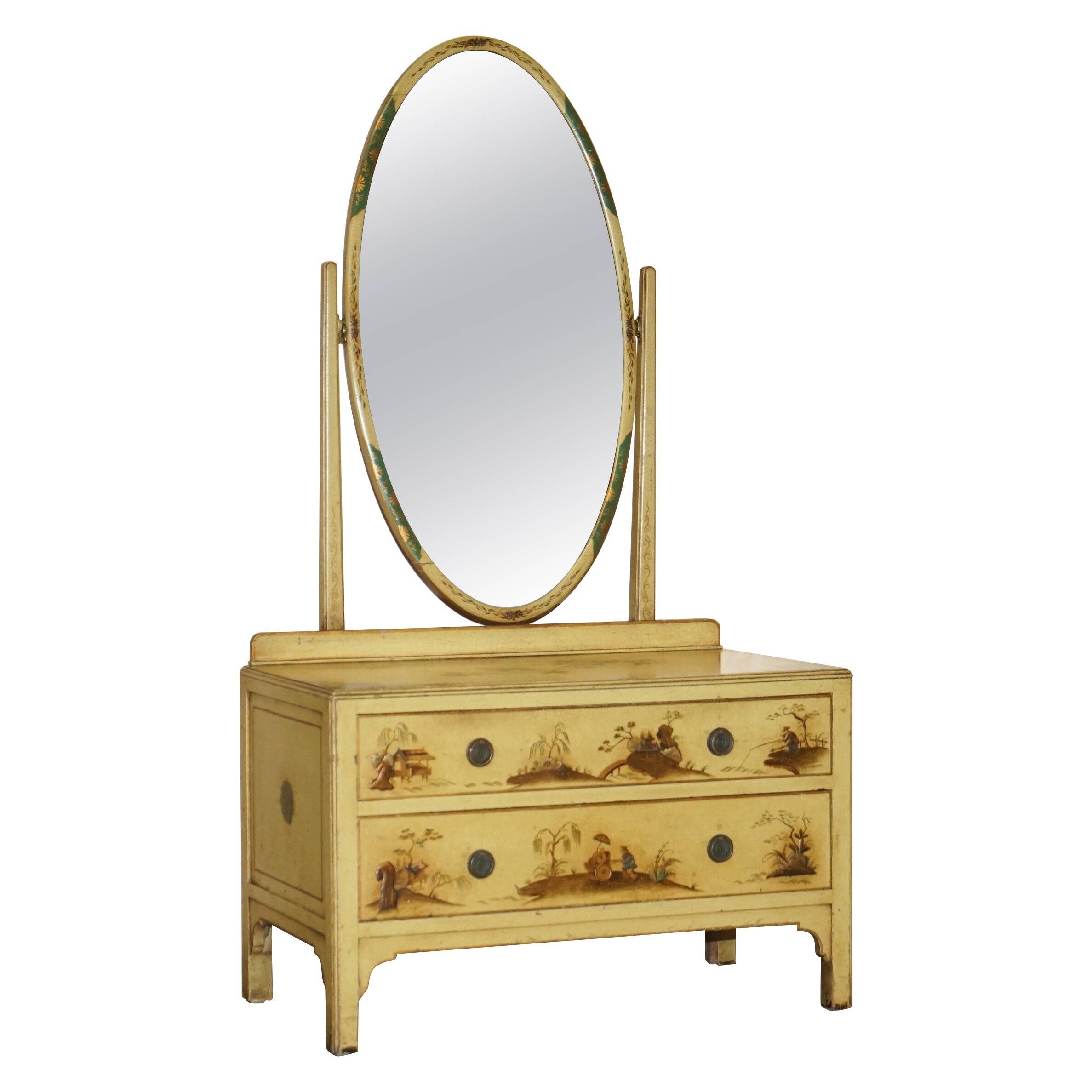 Vintage Chinoiserie Commode with Edwardian Style Mirror