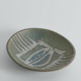 Midcentury-Modern Handmade Stoneware Bowl with Abstract Motif, 1960s