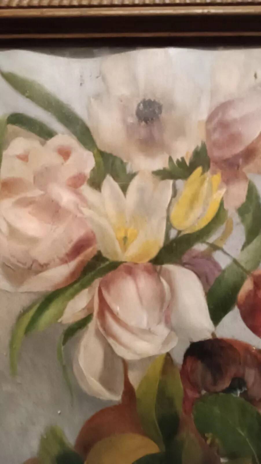 Oil painting on paper depicting roses - signed A. Sambuchi