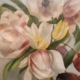 Oil painting on paper depicting roses - signed A. Sambuchi