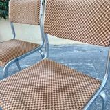Pair of vintage velvet patterned chairs/steel from the 70s.