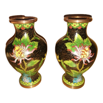 Pair of asian cloisonned vases