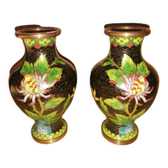 Paire de vases asiatique cloisonnés