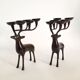 Pair of deer candle holders, bronzed brass