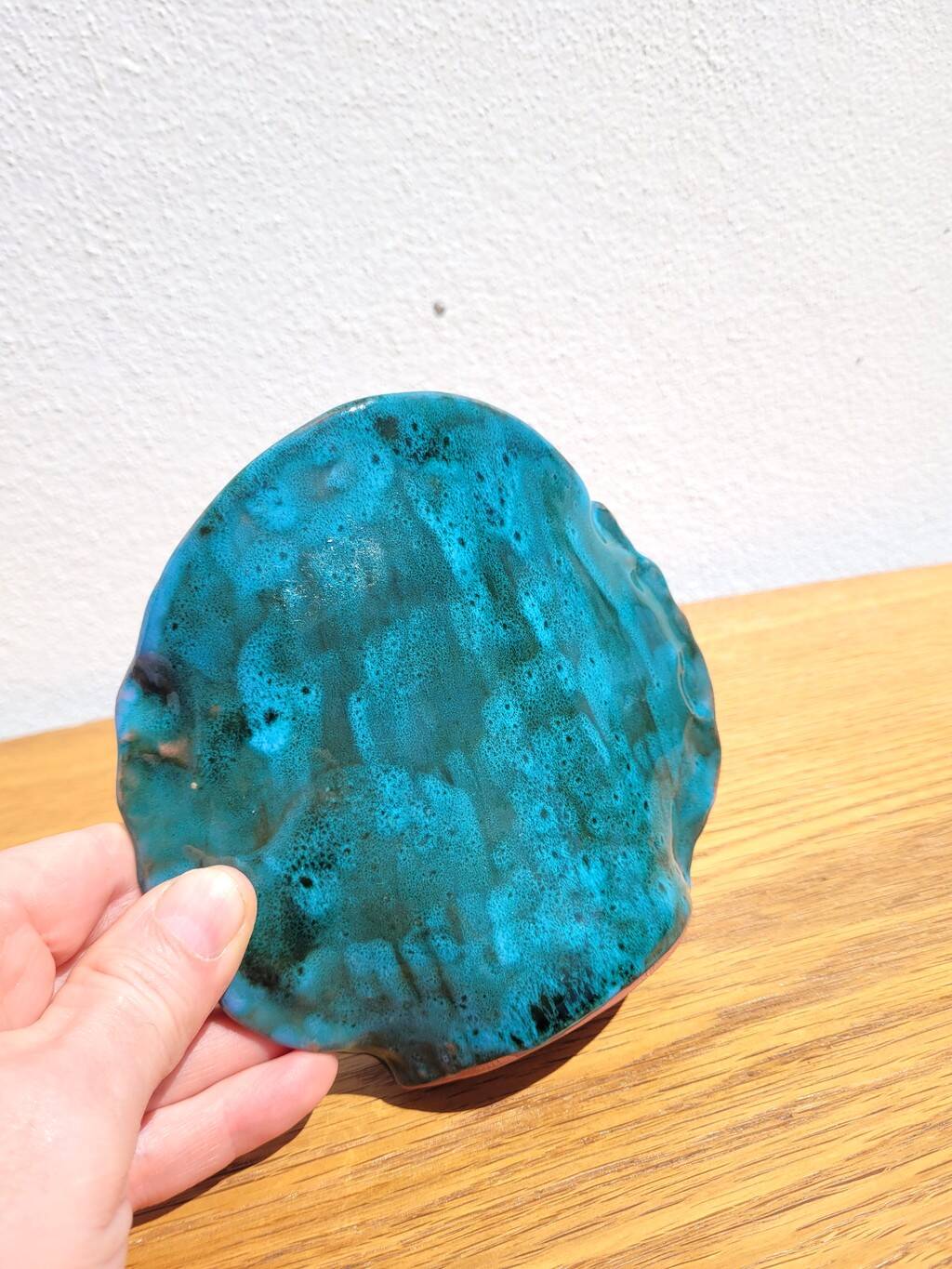 Turquoise glazed terracotta ceramic vase