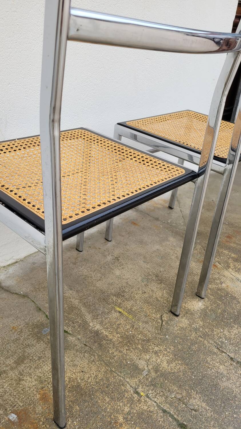 Paire de chaises en métal et cannage style Breuer ,1970