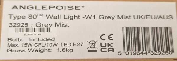 Applique murale Anglepoise 80W1 - Design Sir Kenneth Grange 2019
