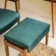 Pair of vintage petrol blue velvet stools from the mid-century, Edmund Homa, 1960s.