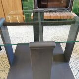 Art deco coffee table in wood and glass