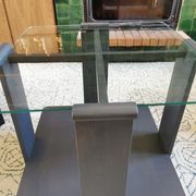 Table basse art déco en bois et verre