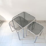 Tables gigogne acier et verre