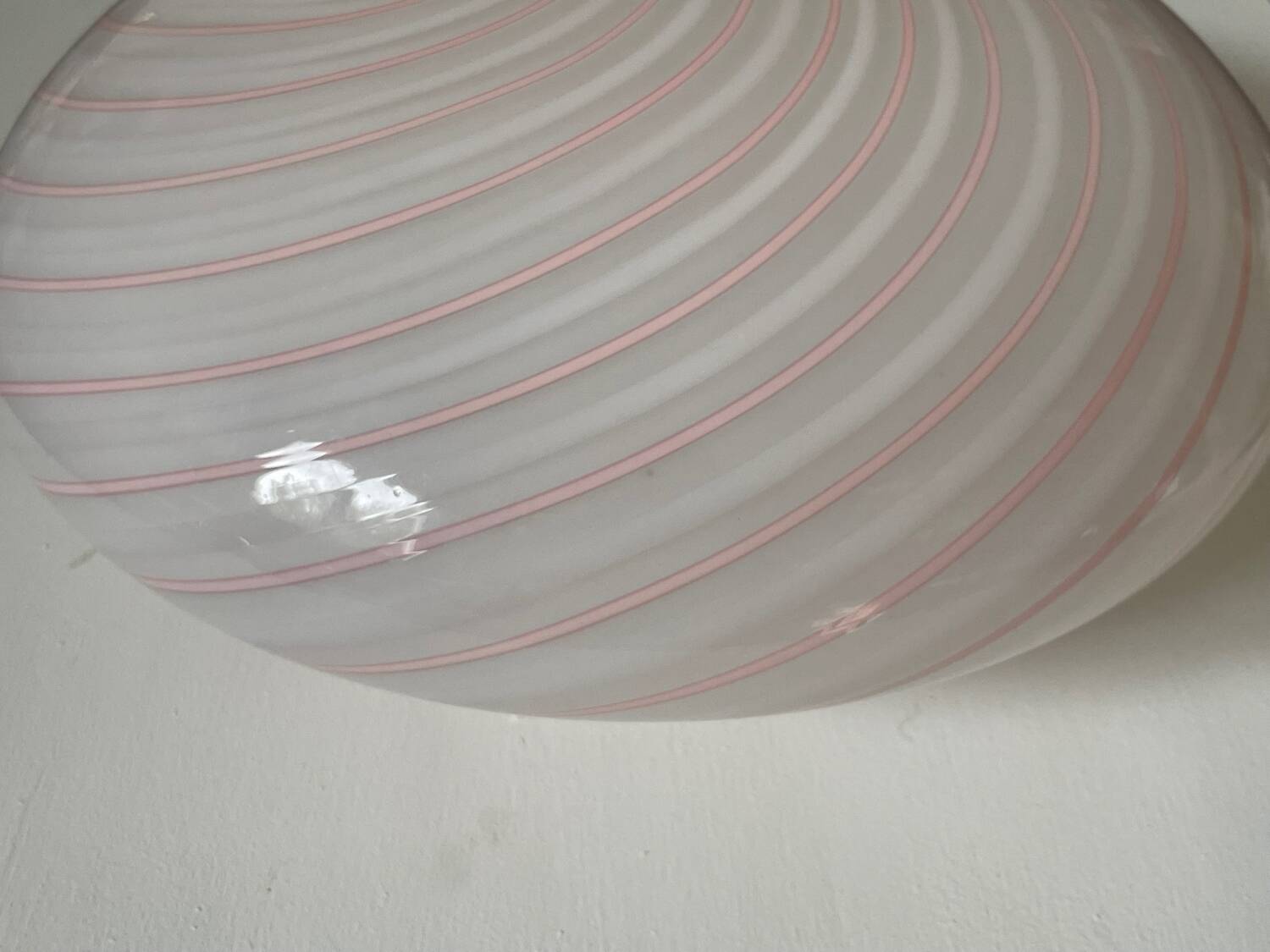 Murano Pink Swirl Glass Ceiling Light by Venini