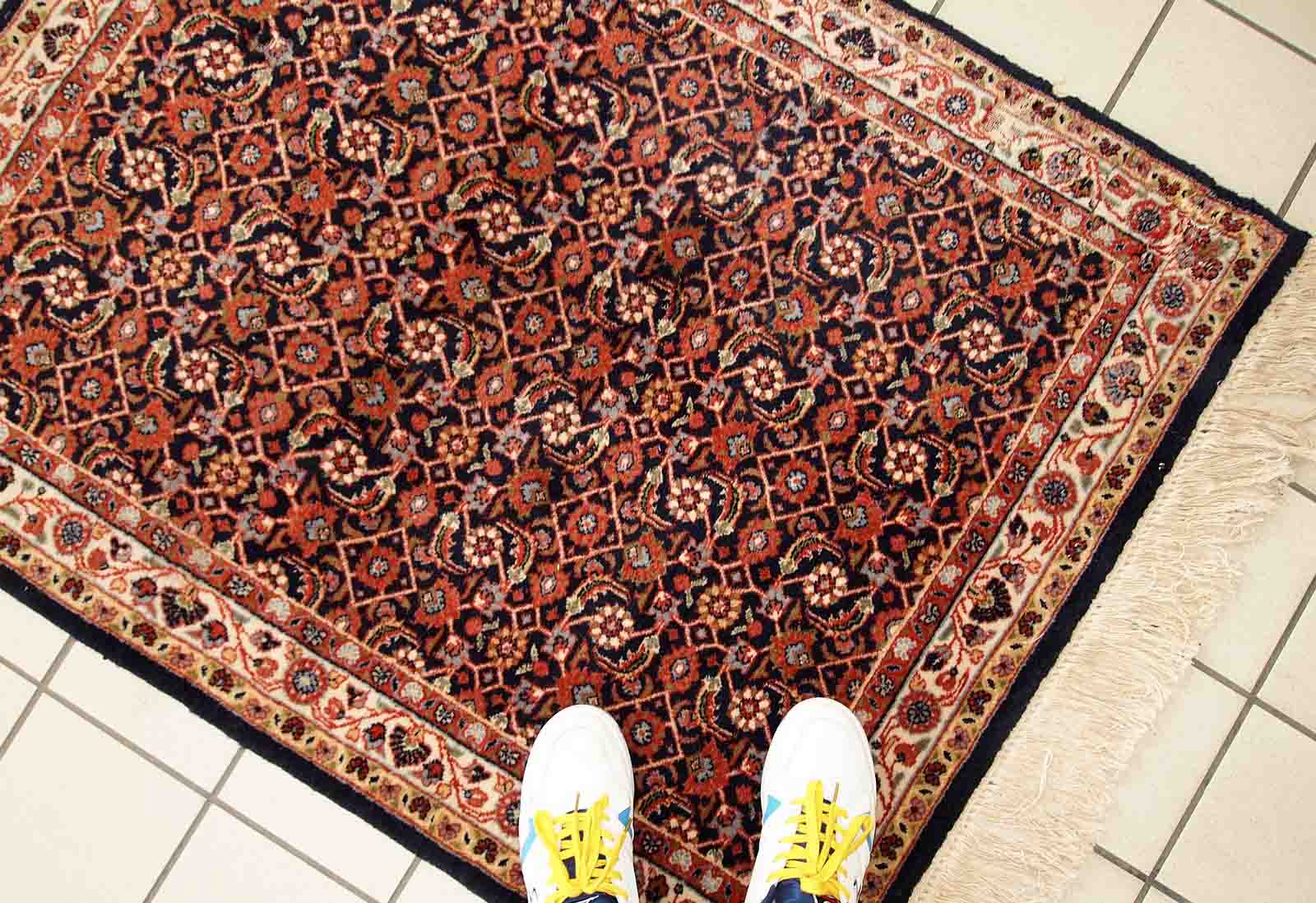 Vintage indian carpet tabriiz handmade 100cm x 130cm 1980s, 1c718