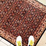Vintage indian carpet tabriiz handmade 100cm x 130cm 1980s, 1c718
