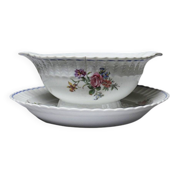 Saucière Bernardaud porcelaine de Limoges décor floral années 20-50