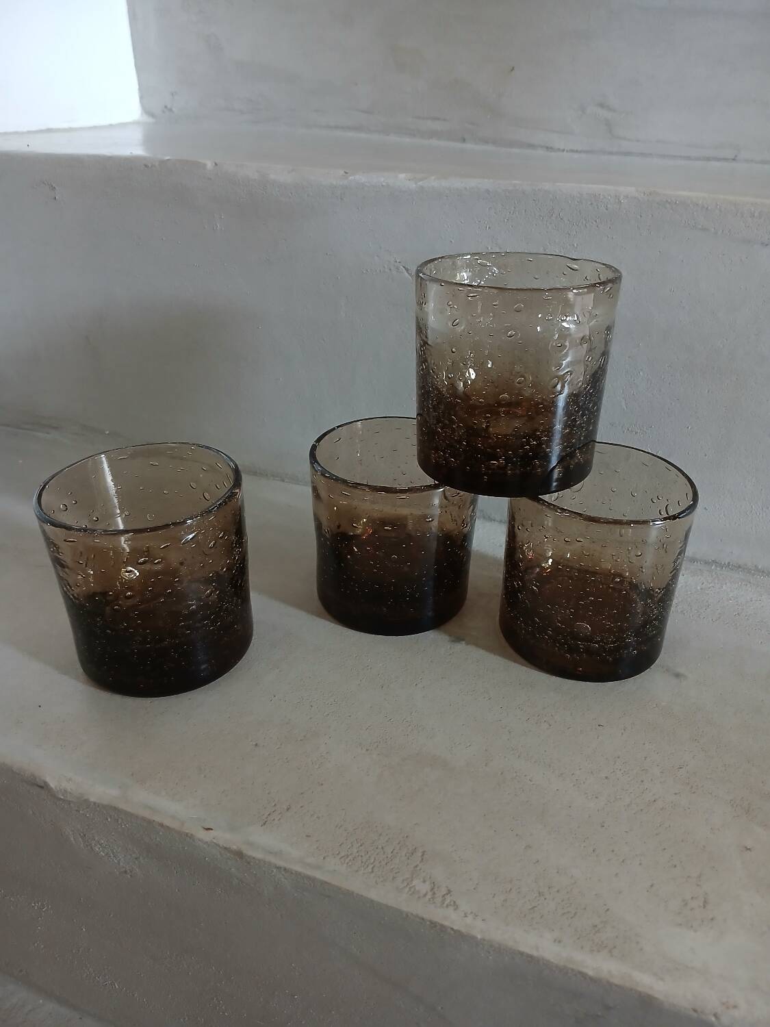 4 bubble glass water glasses
