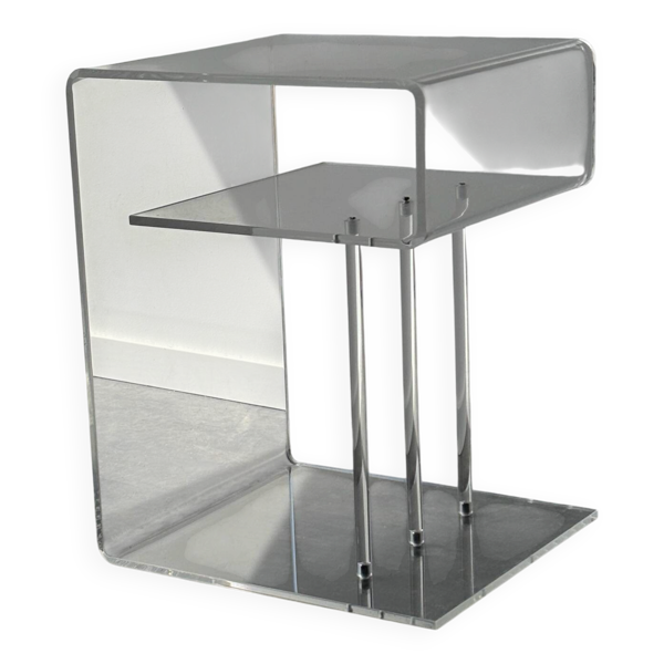 Table d’appoint Space Age en plexiglas transparent – Années 70