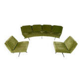 Salon complet canapé et 2 fauteuils design italien années 70 vintage 
