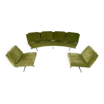 Salon complet canapé et 2 fauteuils design italien années 70 vintage 