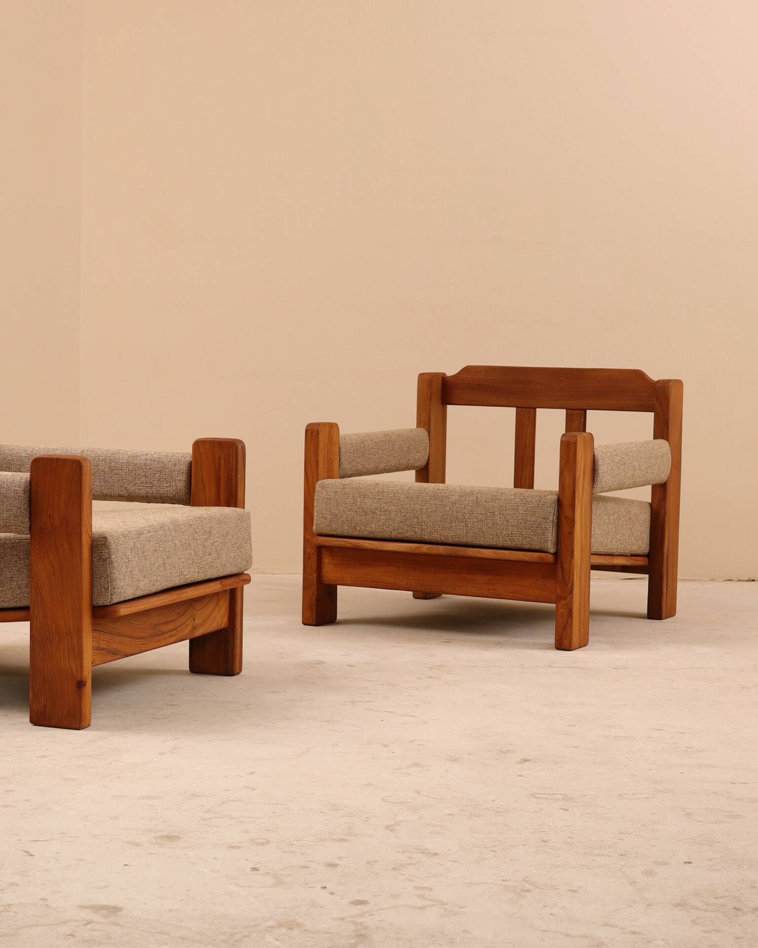 Fauteuils en orme, 1980’s