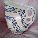 Zoomorphic pitcher in enamelled terracotta