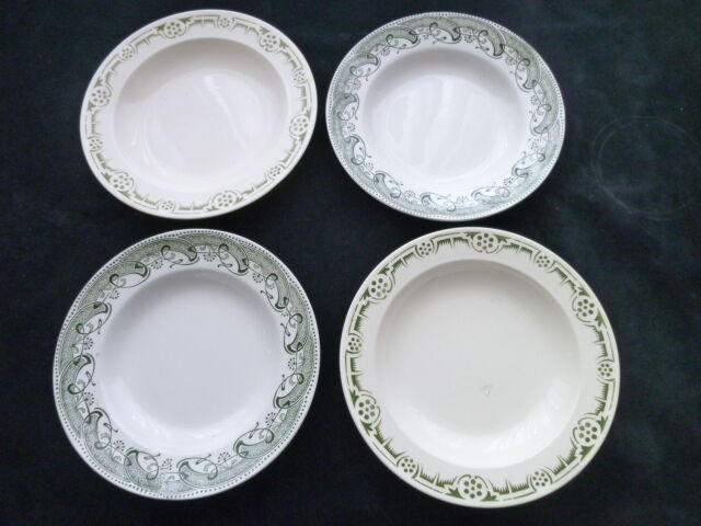 Set of 4 mismatched hollow plates Badonviller and Terre de Fer