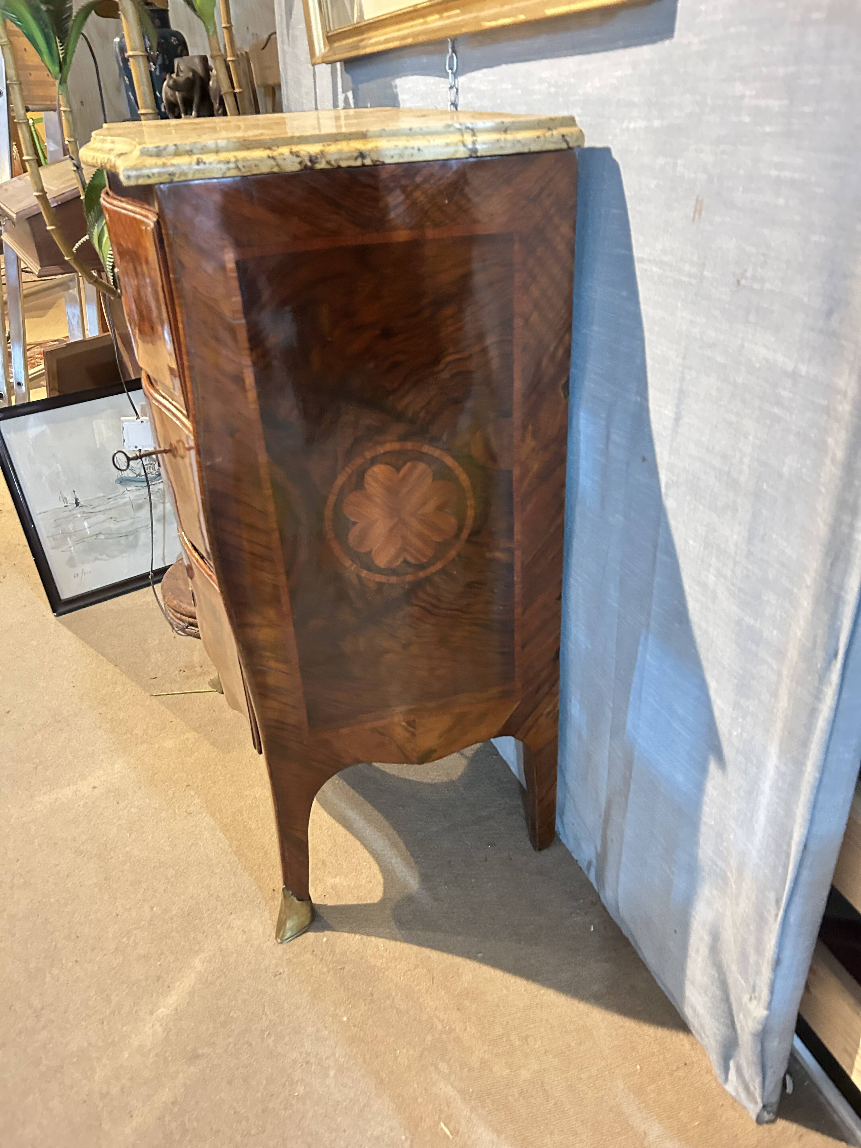 Louis XV marquetry commode, curved.