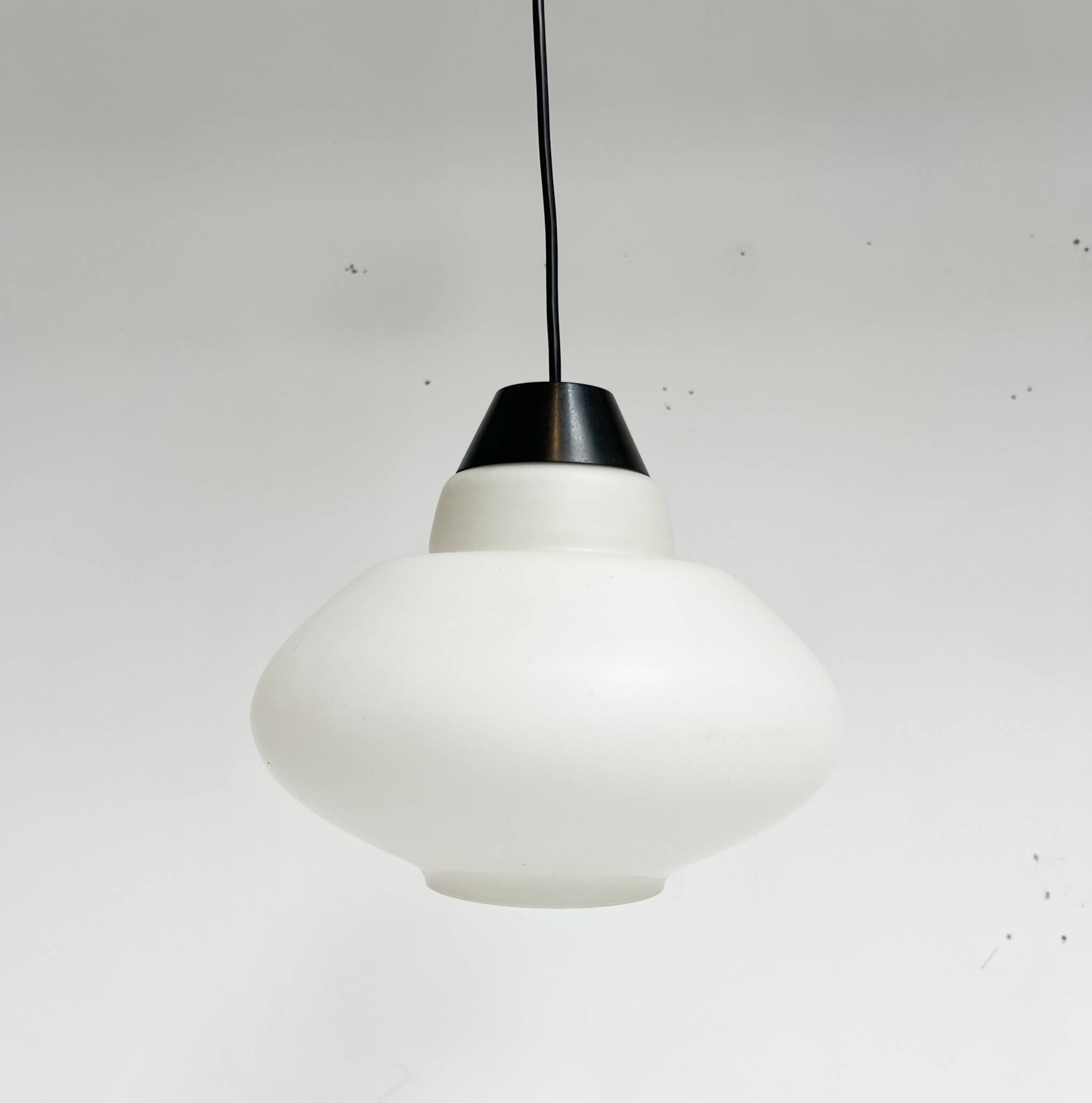 Round opal glass ceiling lamp by Philips, 1950s