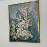 Mid Century Swedish Oil on Canvas – “White Lilies” by Torsten Hult