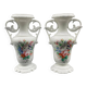 Pair of large 19th century church vases in painted white Paris porcelain