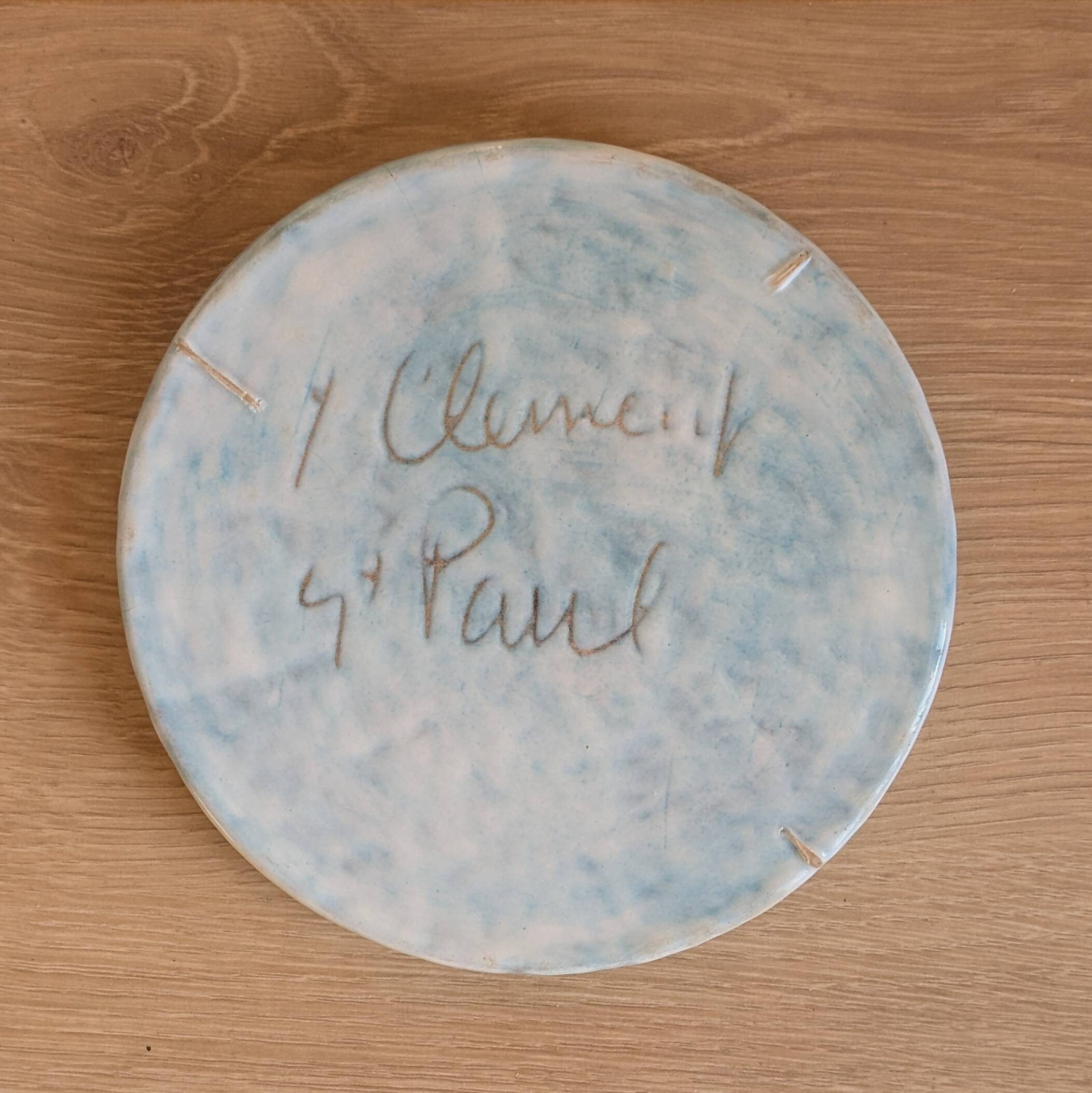 Wall plate - Yves Clément - Ceramic Enamel - Hand-painted flowers
