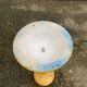 Round pedestal table with a central base in sculpted alabaster marble, 52cm.