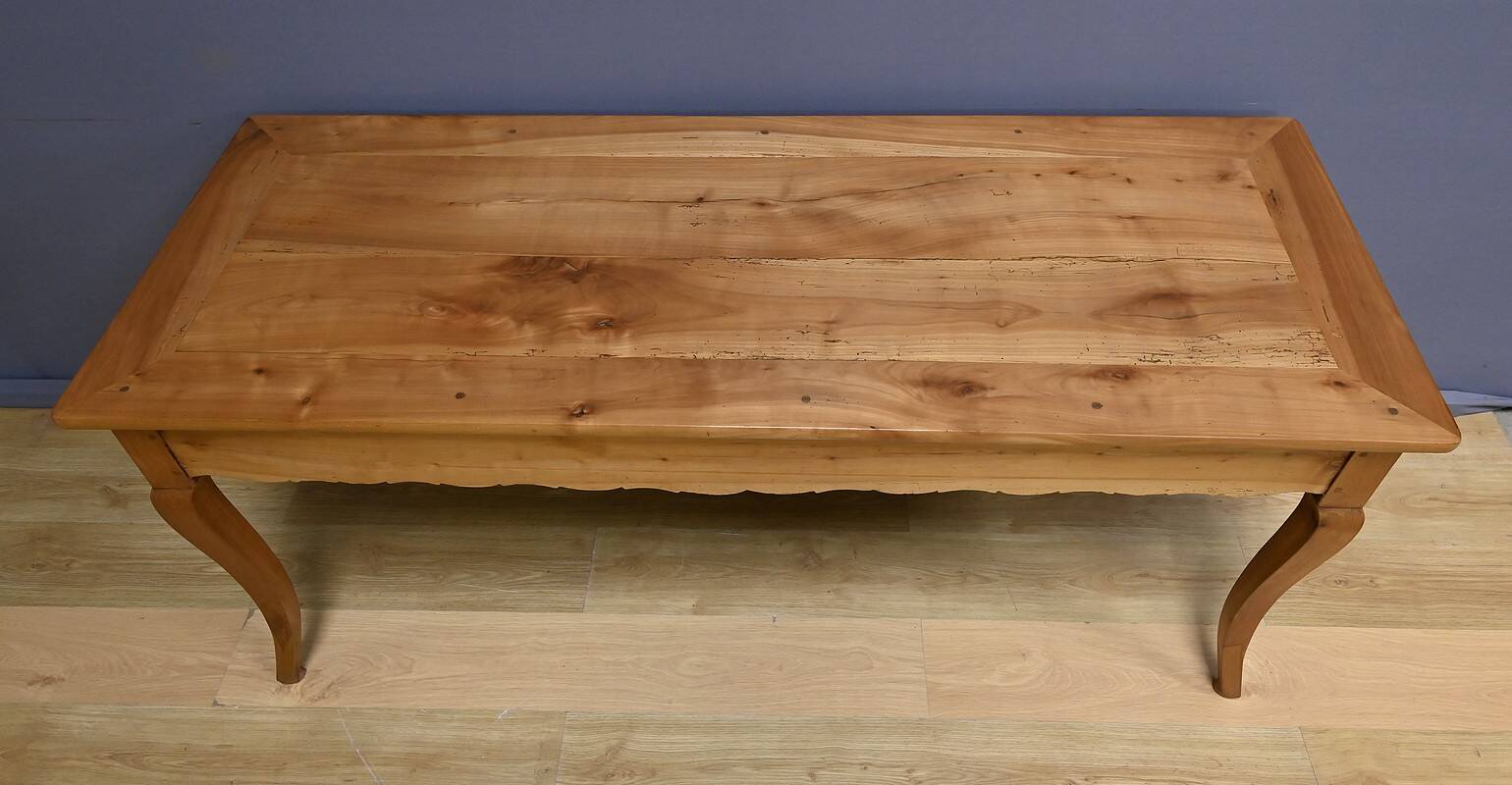 Farmhouse table in blond cherry, Louis XV style – 2nd part of the 19th century