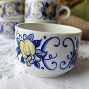 Set of 5 vintage Villeroy & Boch mugs – Cadiz model – Blue decor and