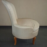 Paire de fauteuils crapaud ivoire rayé