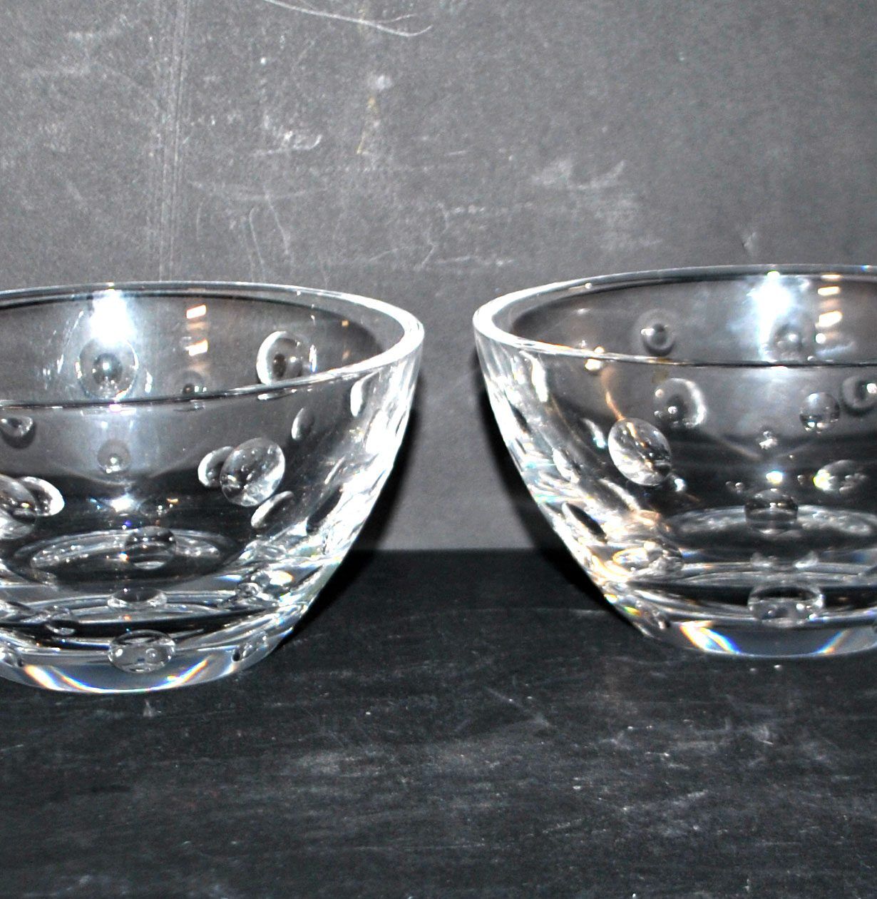 Cristal jg durand set of 2 cut crystal bowls with bubble dots