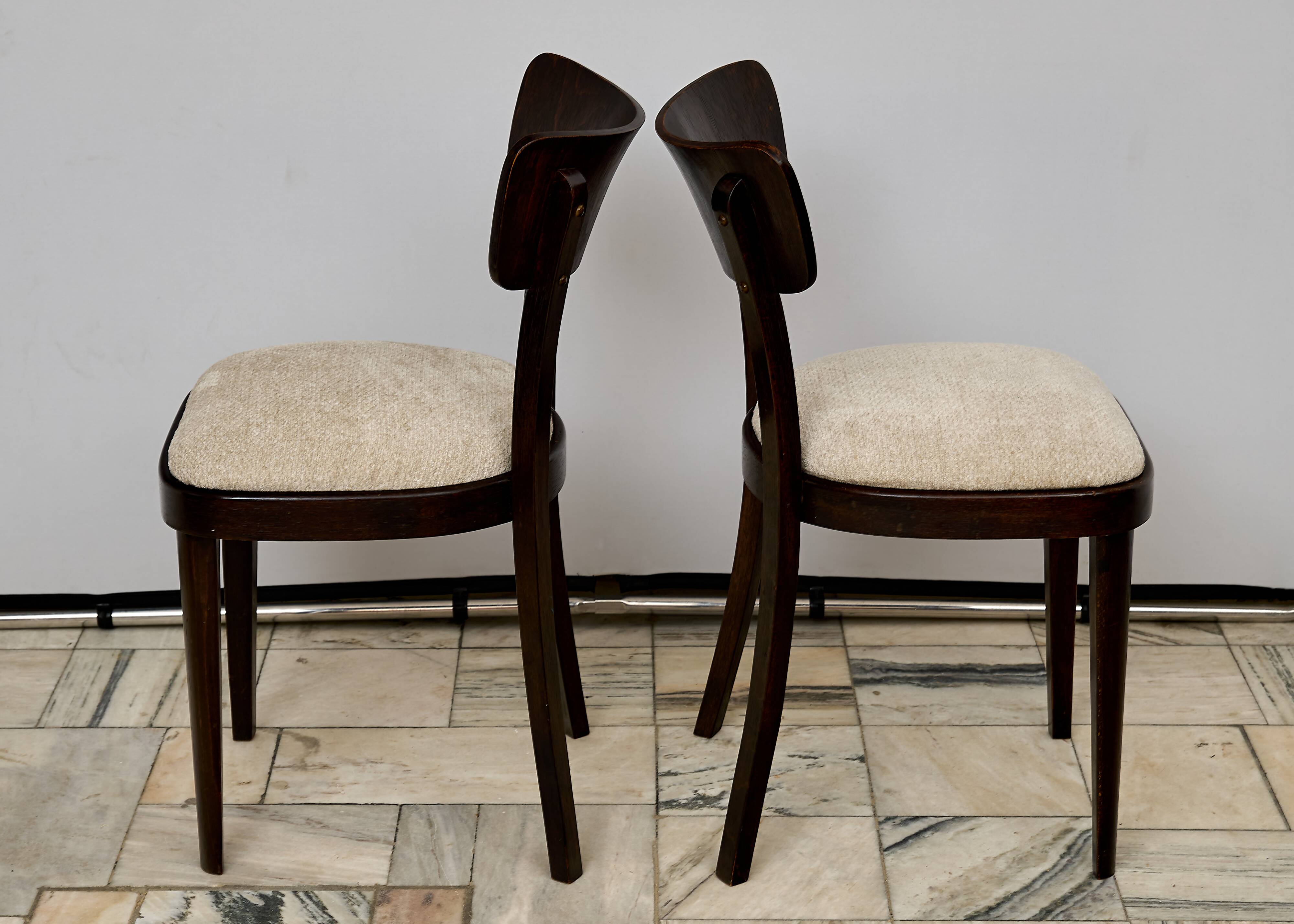 Ensemble de quatre chaises TON Tchécoslovaquie années 1960