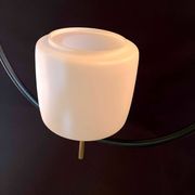 Maison Lunel, Mid-Century Black and Brass Circular Pendant Lamp, France