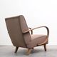 1930 Jindrich Halabala Bentwood Armchair in Dark Beige Velvet