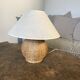 Vintage wicker lamp and lampshade gloved linen