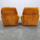 Pair of Italian Space Age Lounge Chairs, Orange Upholstery, 1970s