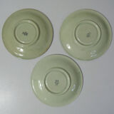 3 old lunches and saucers in faience of Longchamp