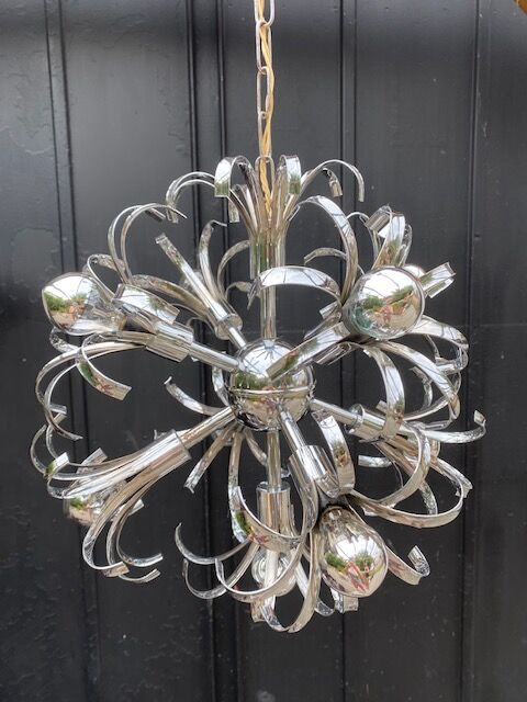 Chandelier sputnik chrome design 1970