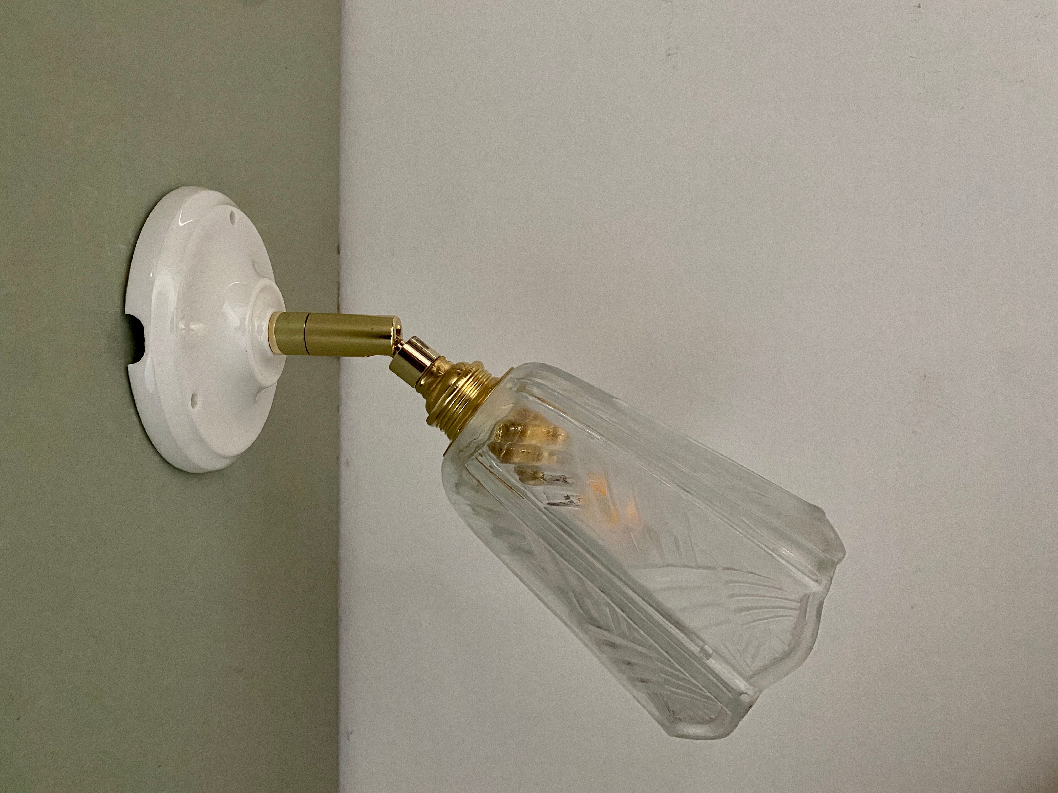 Applique tulipe vintage art déco en verre dépoli Selency