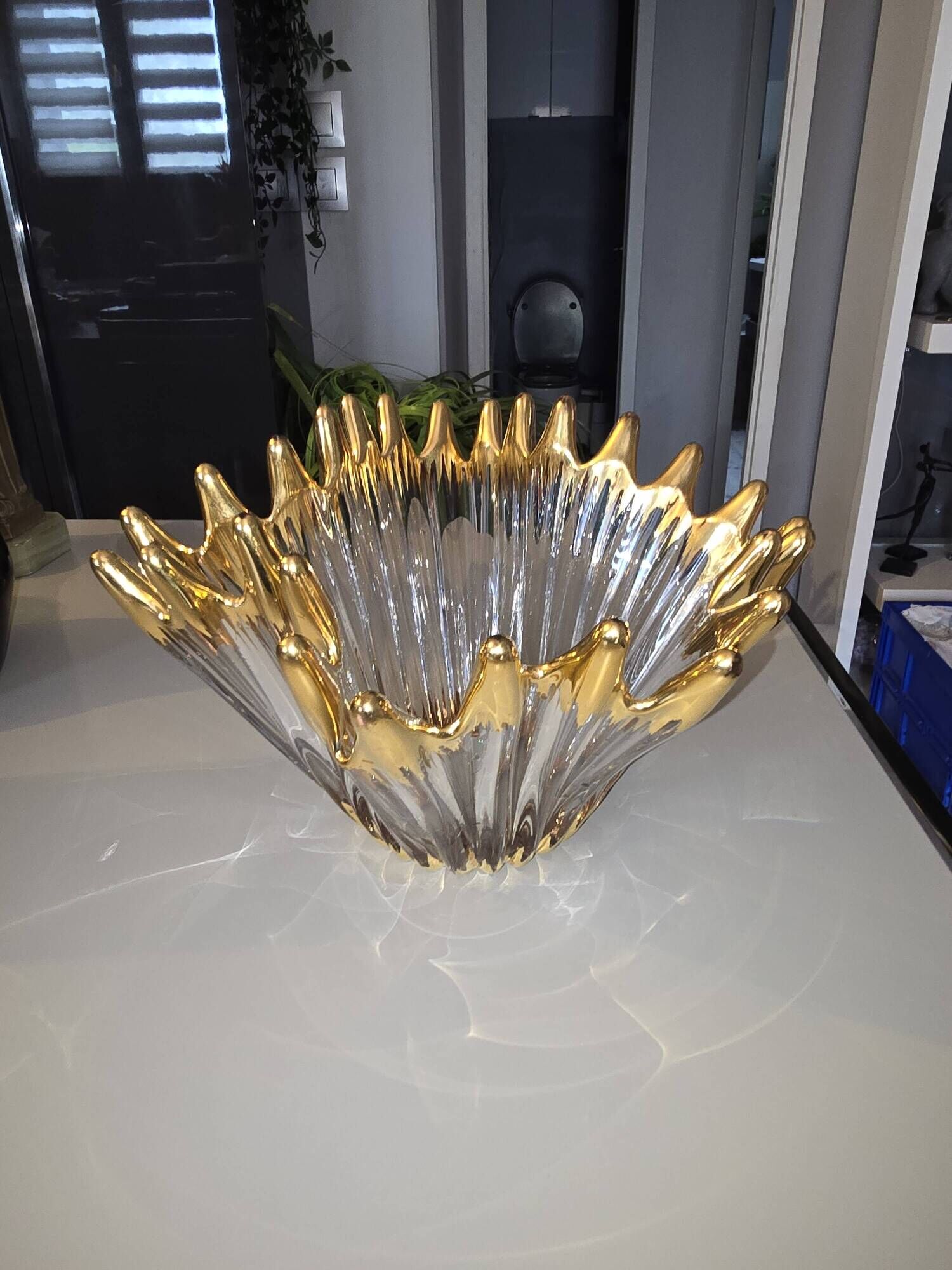 Free-form crystal bowl with fine gold gilding – Vintage 1950s/1960s