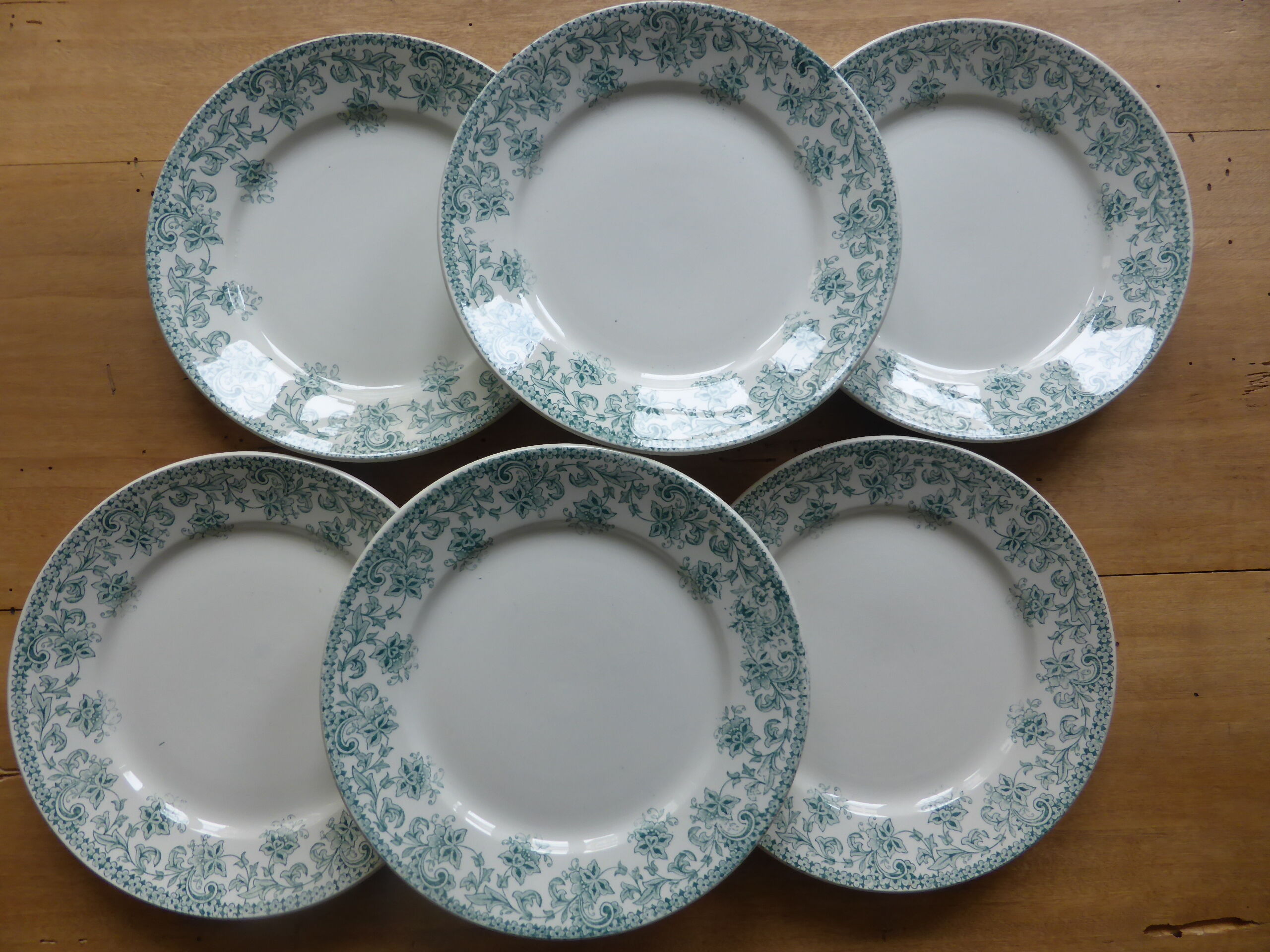 Set de 6 assiettes plates en terre de fer de St Amand modèle Jeanne