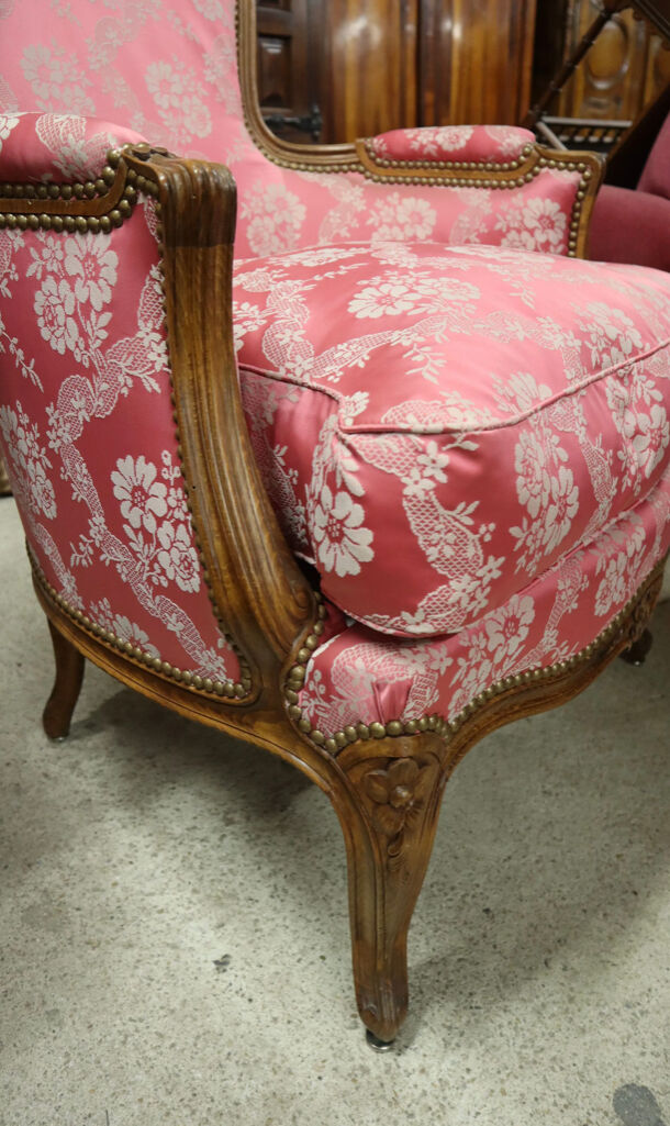 Pair of Louis XV satin-style shepherdesses