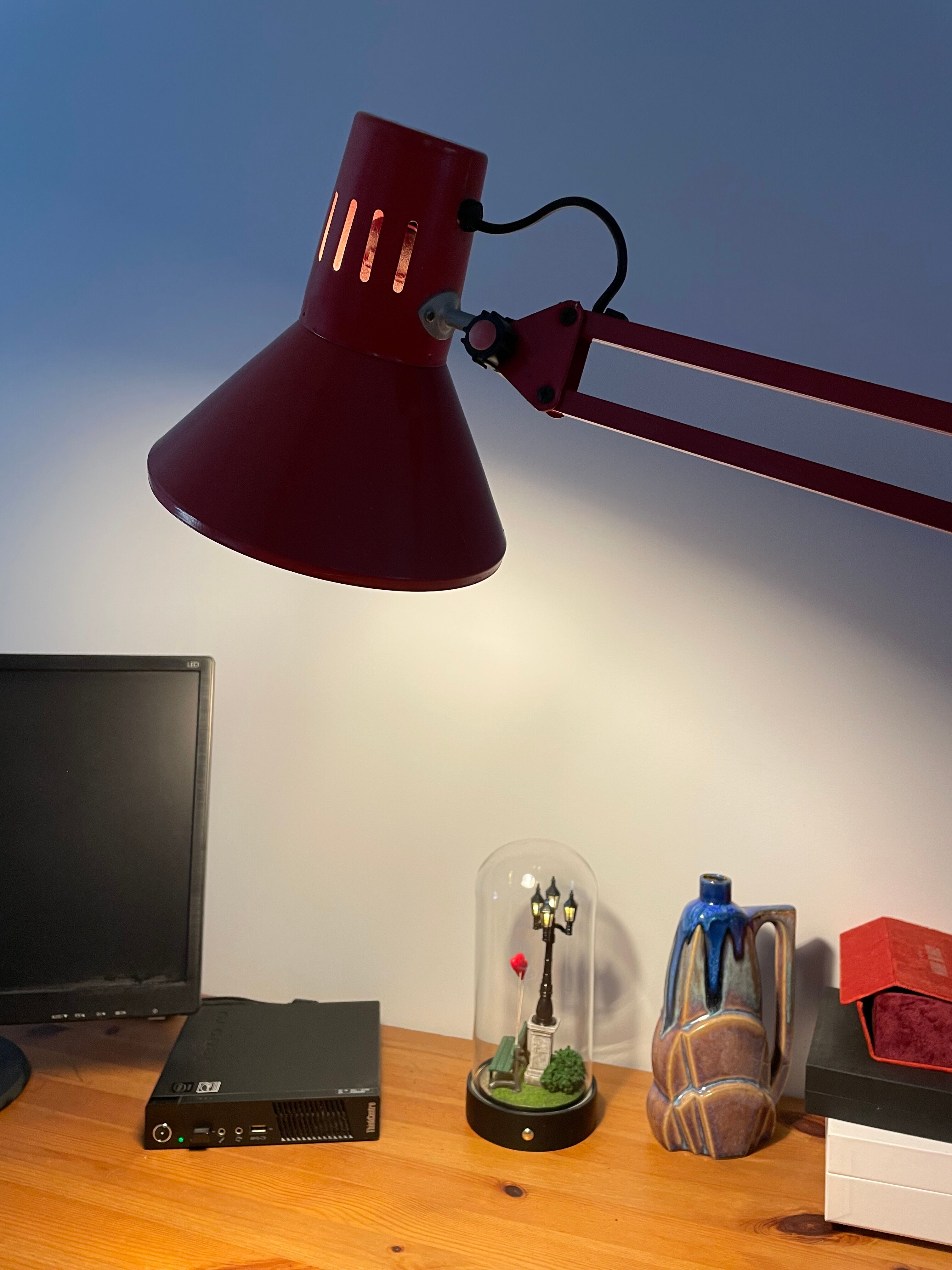 Vintage brick red architect lamp